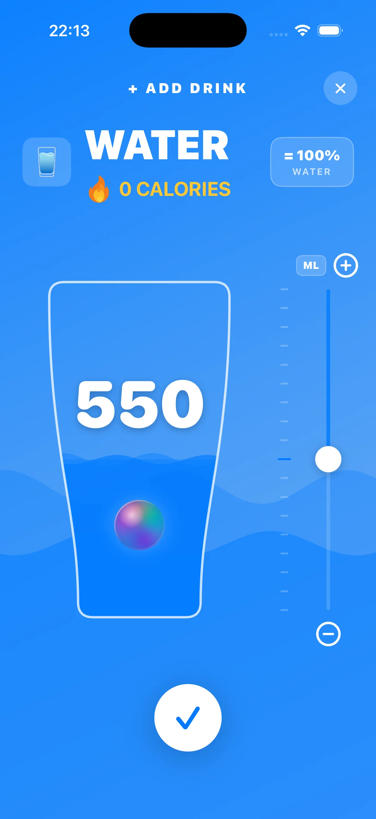 Drippr app home screen showing hydration progress ring